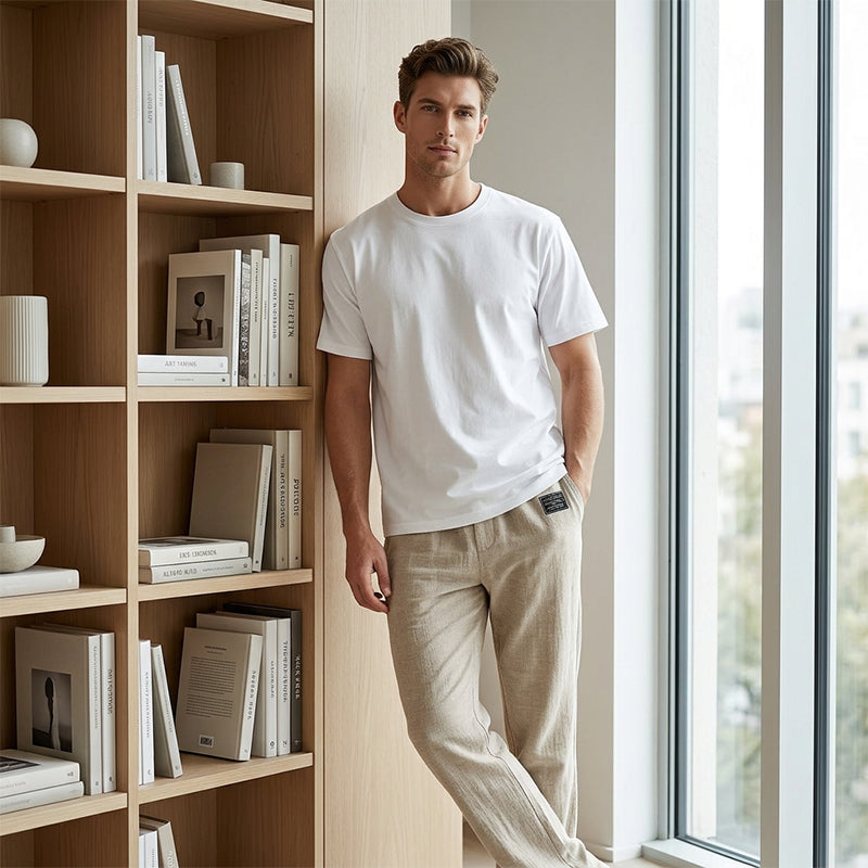 Ademende herenbroek met rechte pijpen